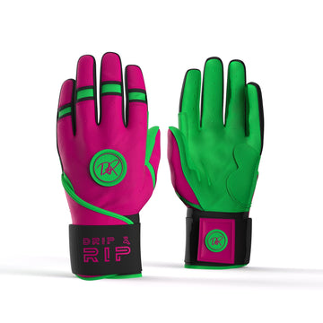 Drip & Rip™ "Baller" Series Premium Leather Long Cuff Batting Glove Big Drip Energy - Drip & Rip