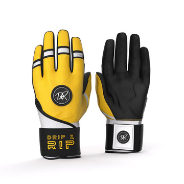 Drip & Rip™ "Baller" Series Premium Leather Long Cuff Batting Glove Danger Zone - Drip & Rip