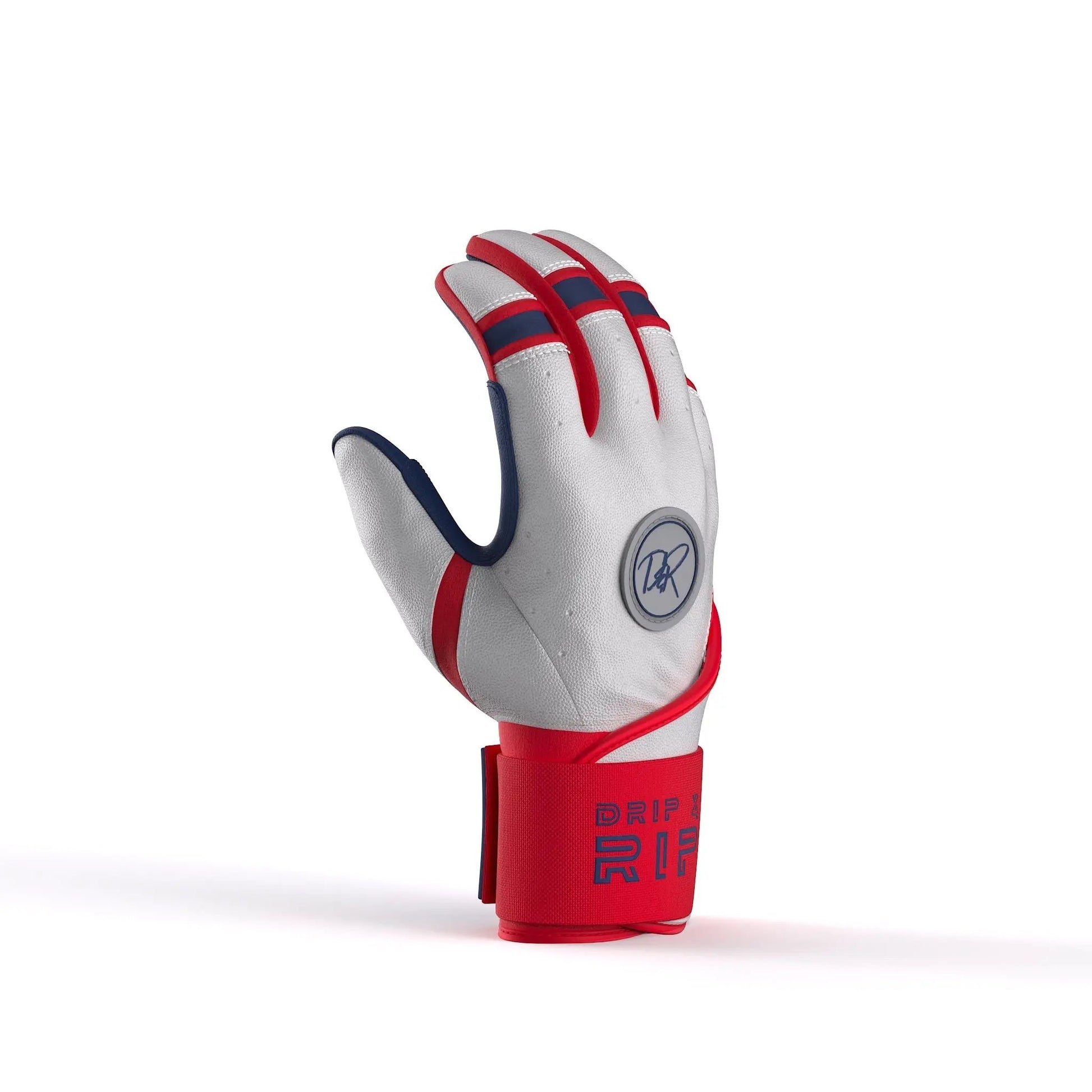 Drip & Rip™ "Baller" Series Premium Leather Long Cuff Batting Glove Flags - Drip & Rip