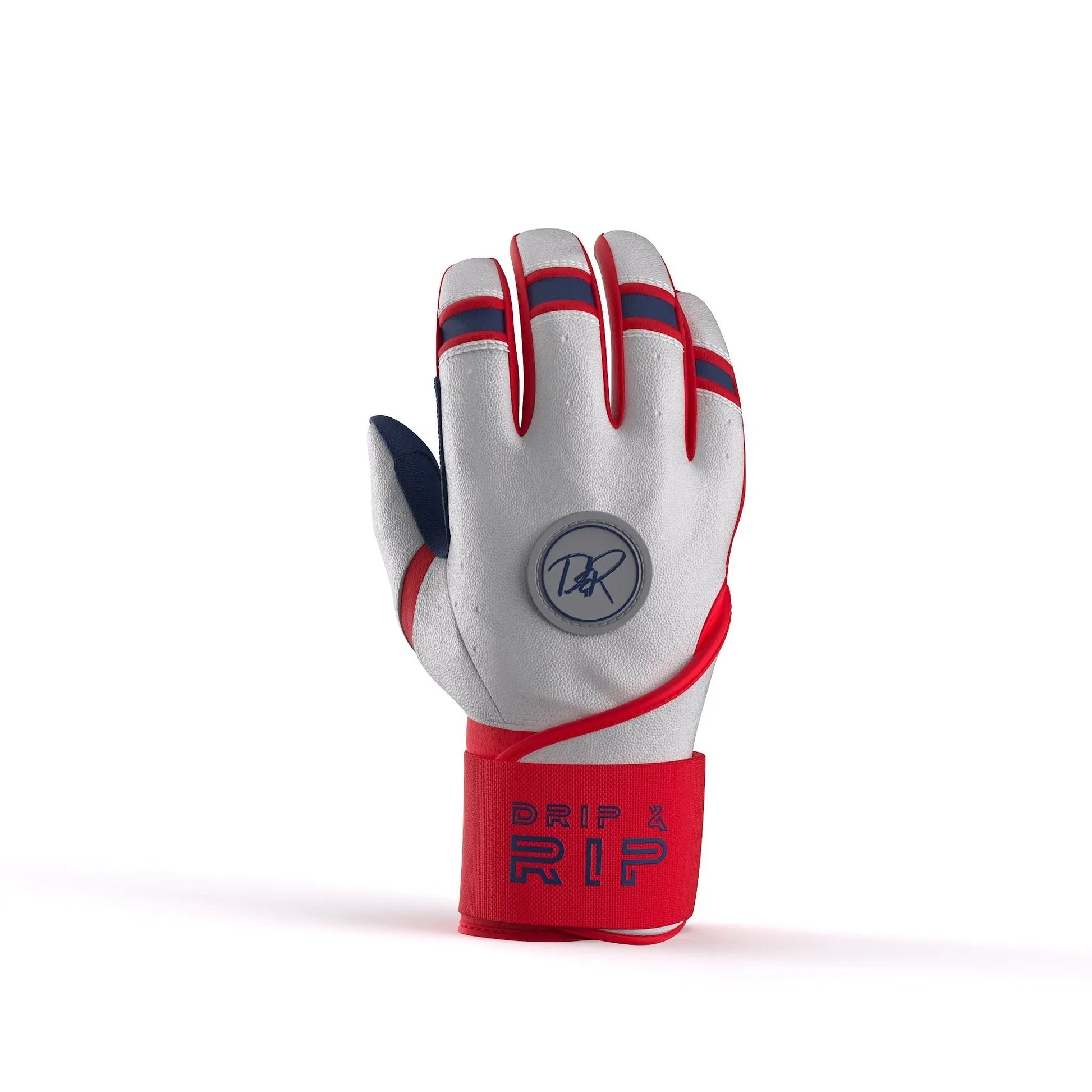Drip & Rip™ "Baller" Series Premium Leather Long Cuff Batting Glove Flags - Drip & Rip