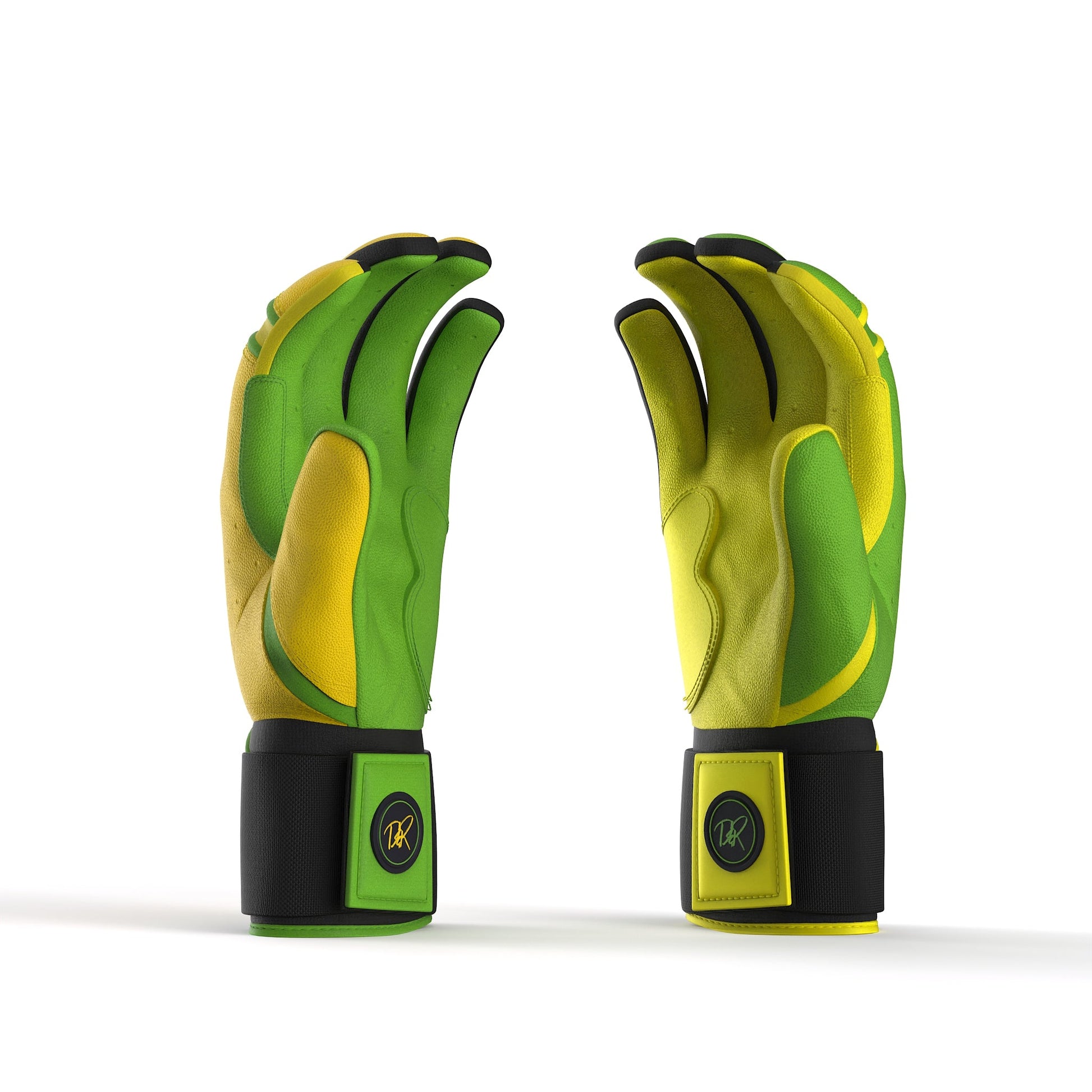 Drip & Rip™ "Baller" Series Premium Leather Long Cuff Batting Glove Limelight - Drip & Rip