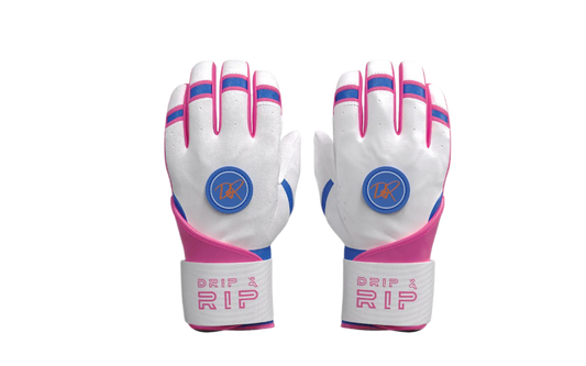 Drip & Rip™ 'Baller' Series Premium Leather Long Cuff Batting Glove South Beach Smoke