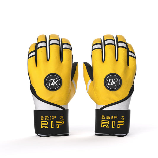 Drip & Rip™ "Baller" Series Premium Leather Long Cuff Batting Glove Danger Zone - Drip & Rip