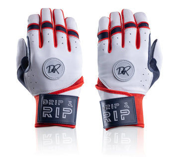 Drip & Rip "Baller" Series Premium Leather Long Cuff Batting Glove Flags - Drip & Rip