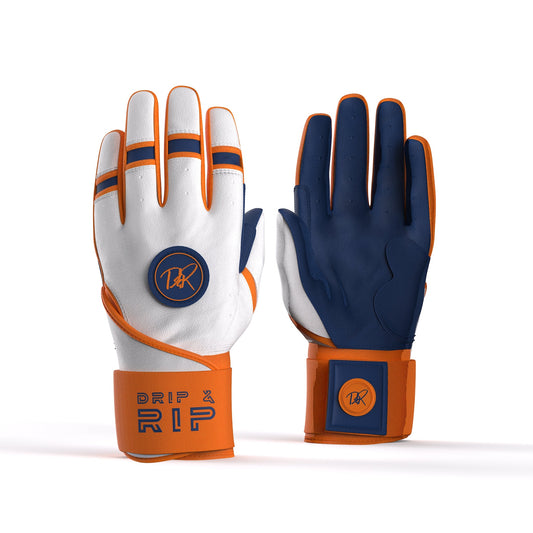 Drip & Rip™ "Baller" Series Premium Leather Long Cuff Batting Glove Freezer Burn - Drip & Rip