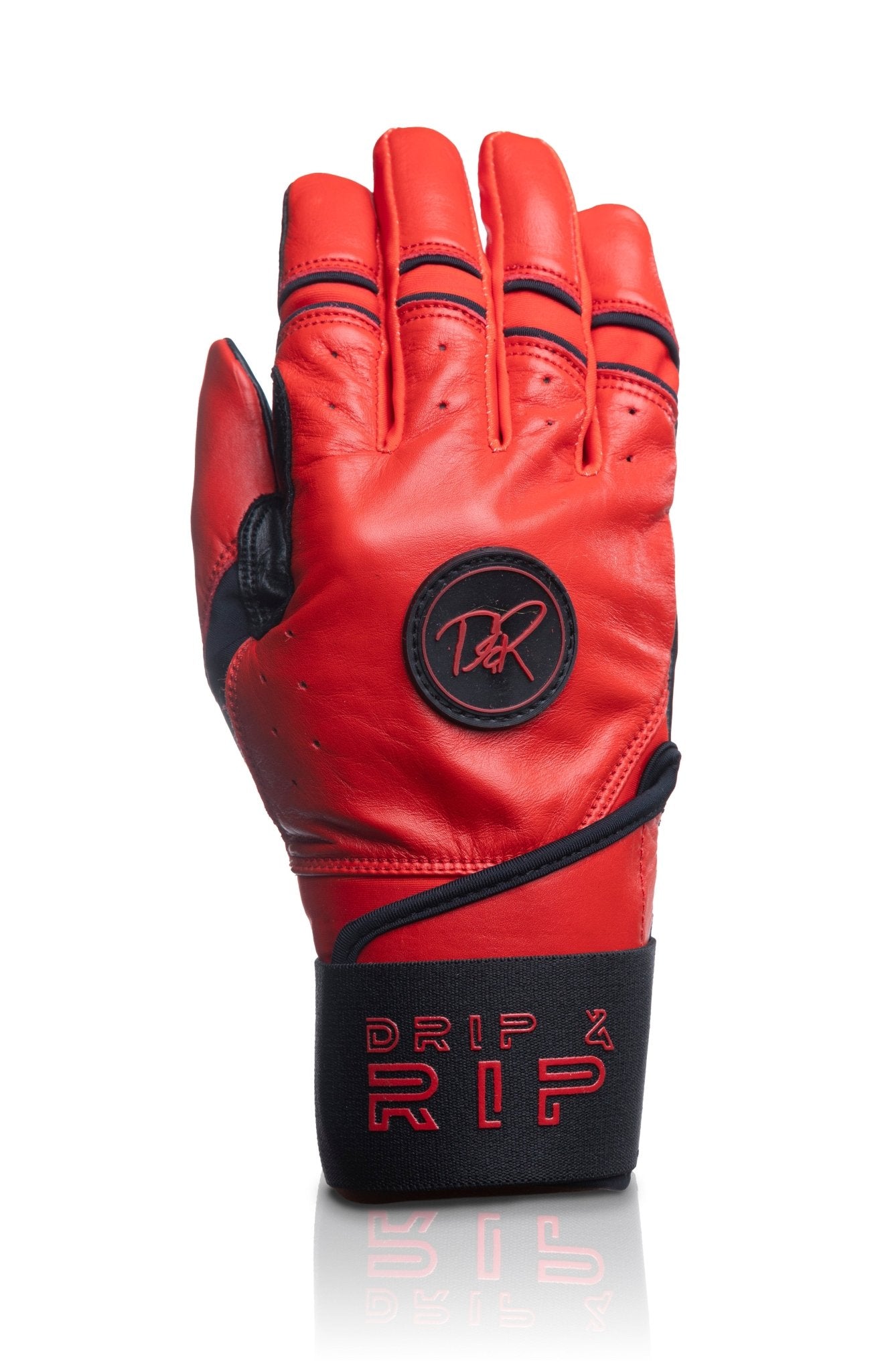 Drip & Rip™ "Baller" Series Premium Leather Long Cuff Batting Glove Magma - Drip & Rip