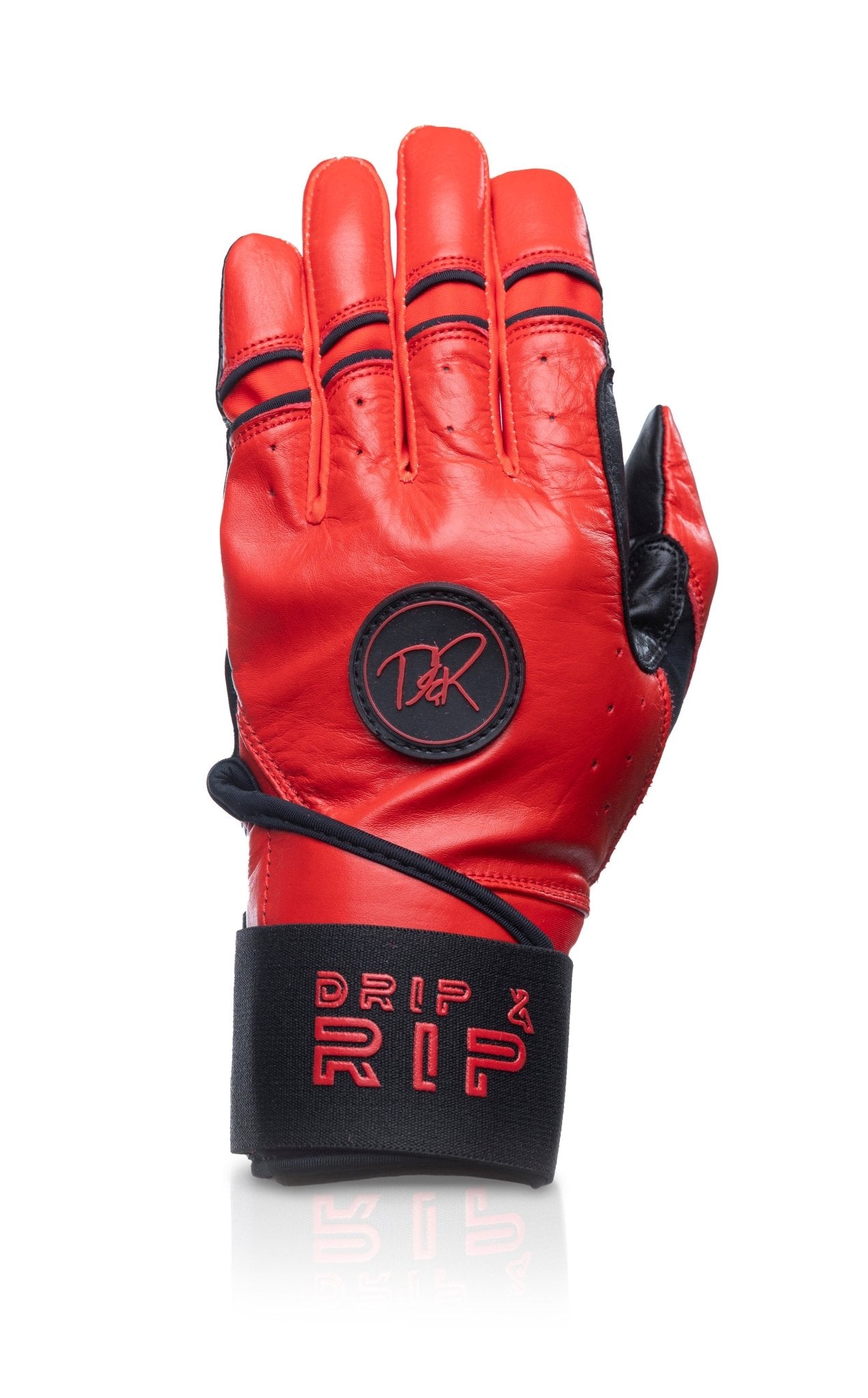 Drip & Rip™ "Baller" Series Premium Leather Long Cuff Batting Glove Magma - Drip & Rip