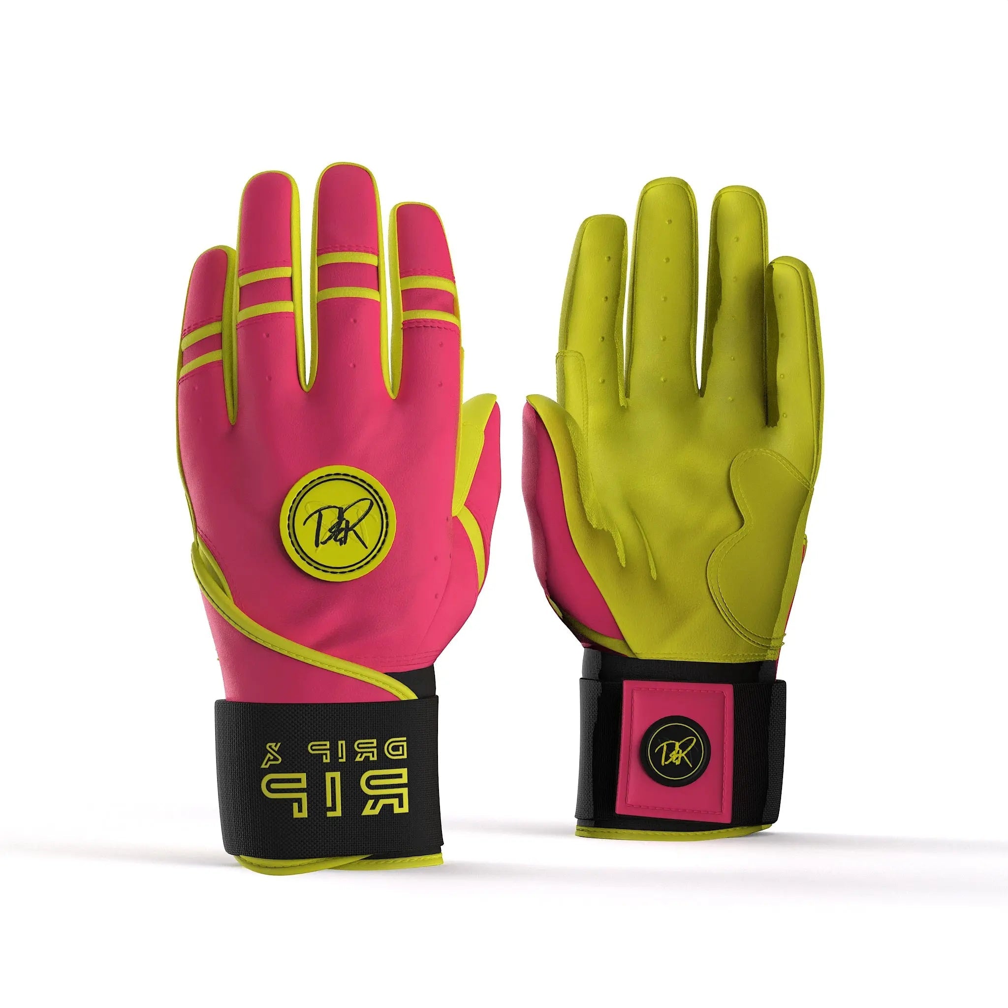 Drip & Rip™ 'Baller' Series Premium Leather Long Cuff Batting Glove Pink Lemonade - Drip & Rip