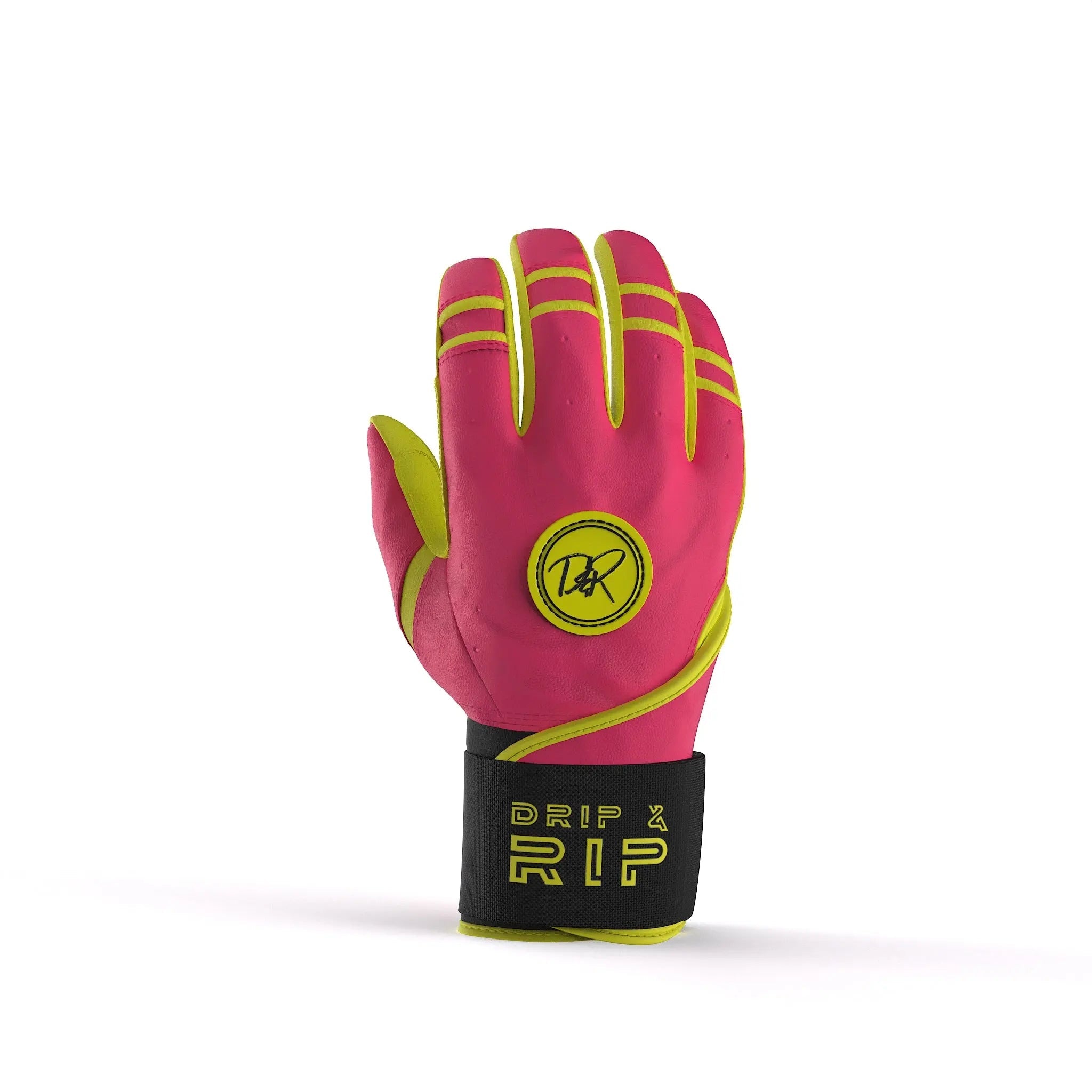 Drip & Rip™ 'Baller' Series Premium Leather Long Cuff Batting Glove Pink Lemonade - Drip & Rip