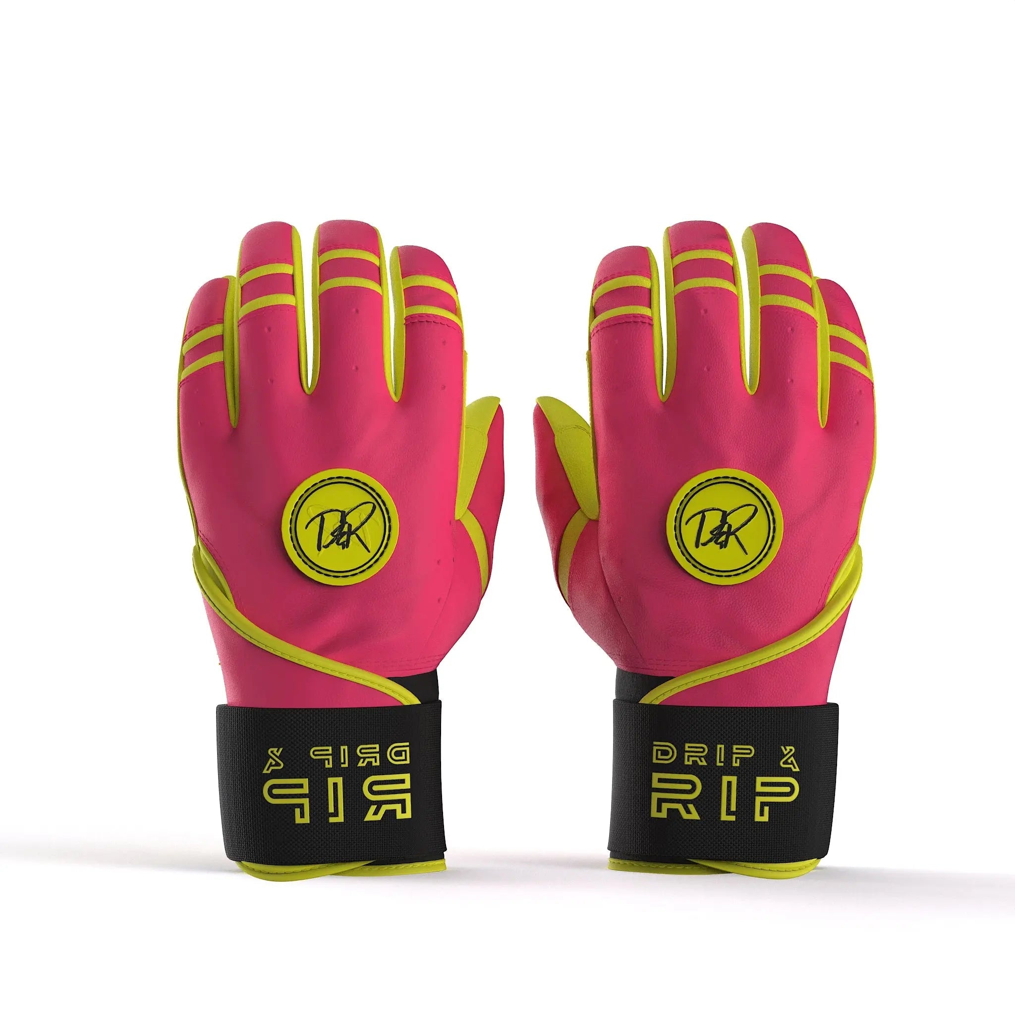 Drip & Rip™ 'Baller' Series Premium Leather Long Cuff Batting Glove Pink Lemonade - Drip & Rip