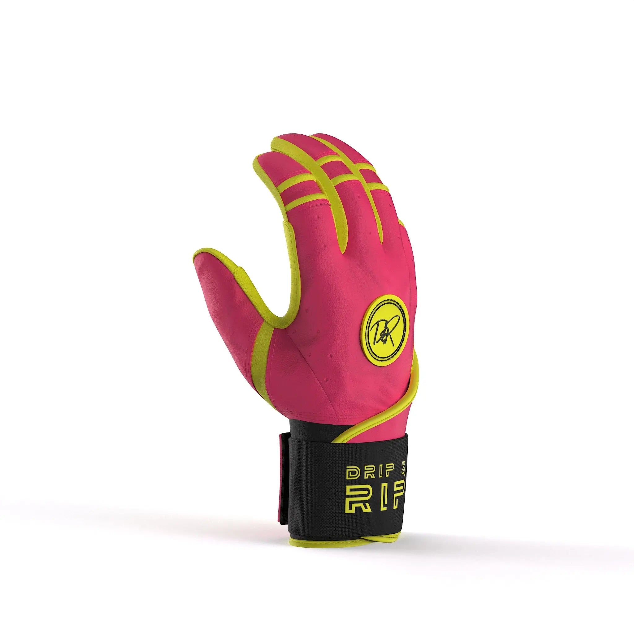 Drip & Rip™ 'Baller' Series Premium Leather Long Cuff Batting Glove Pink Lemonade - Drip & Rip