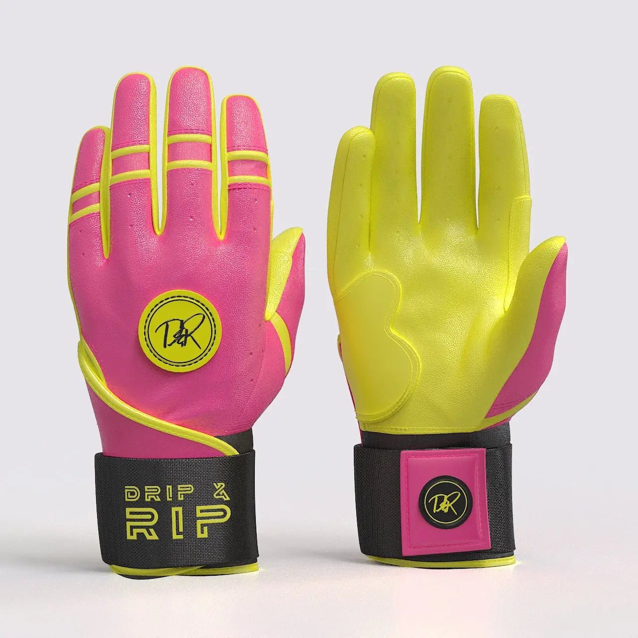 Drip & Rip™ 'Baller' Series Premium Leather Long Cuff Batting Glove Pink Lemonade - Drip & Rip
