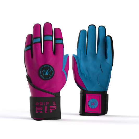 Drip & Rip™ "Baller" Series Premium Leather Long Cuff Batting Glove Vice Vice Baby - Drip & Rip