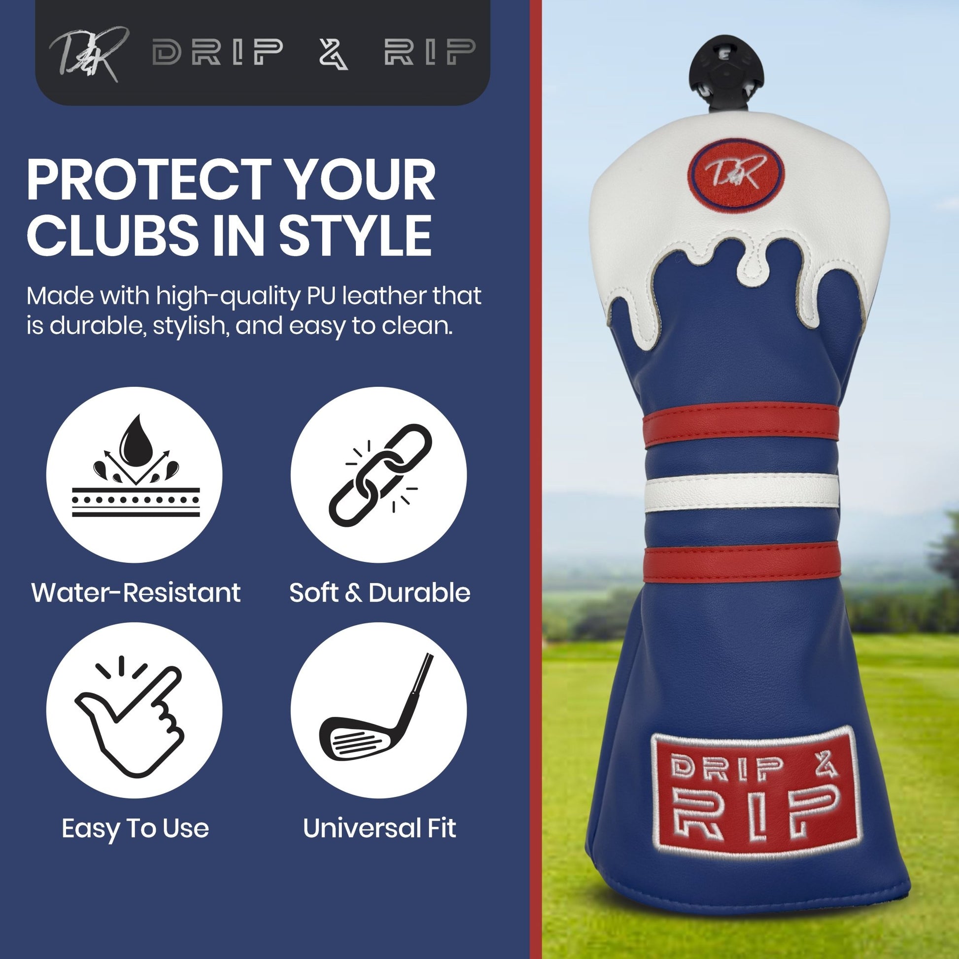 Drip & Rip™ Bomber Series Flags Fairway Wood Headcover - Drip & Rip