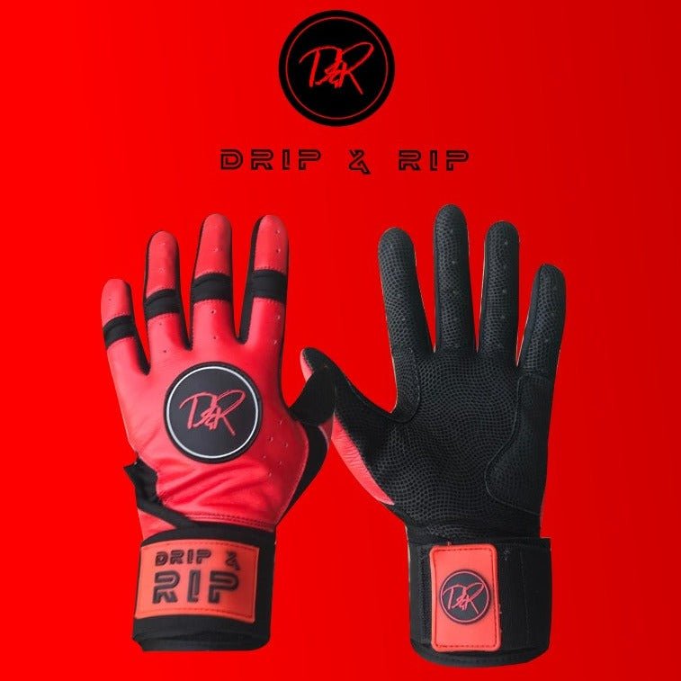 Drip & Rip Premium Long Cuff Batting Glove Magma - Drip & Rip