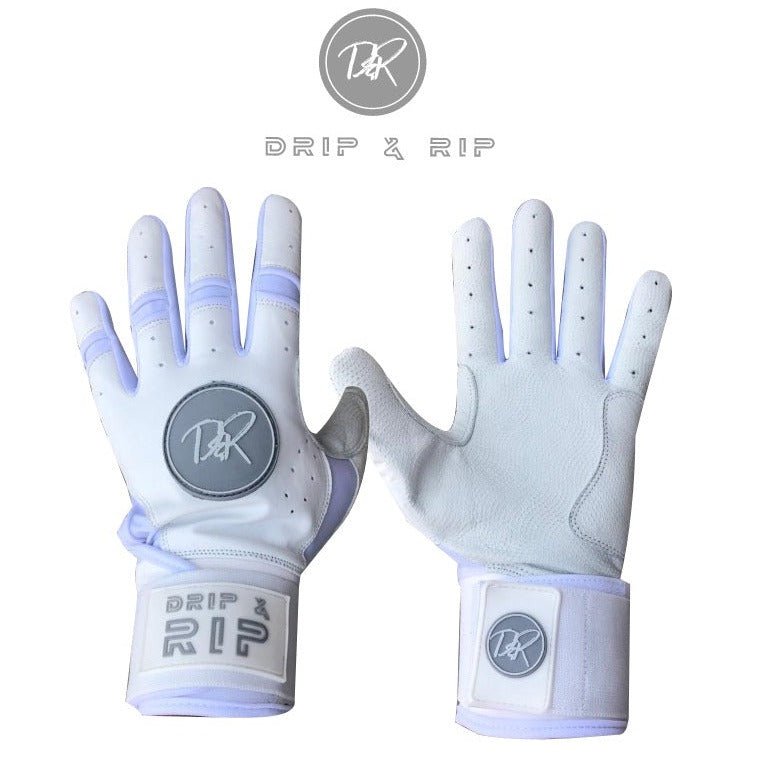 Batting Gloves Drip & Rip Specter All-White Long Cuff Style